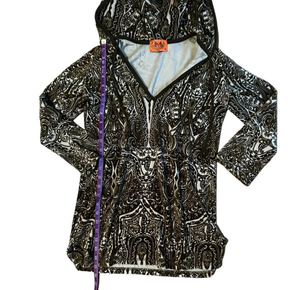Juicy Couture Y2K vintage paisley Womens Brown tan hoodie velour Size Small - Picture 5 of 9